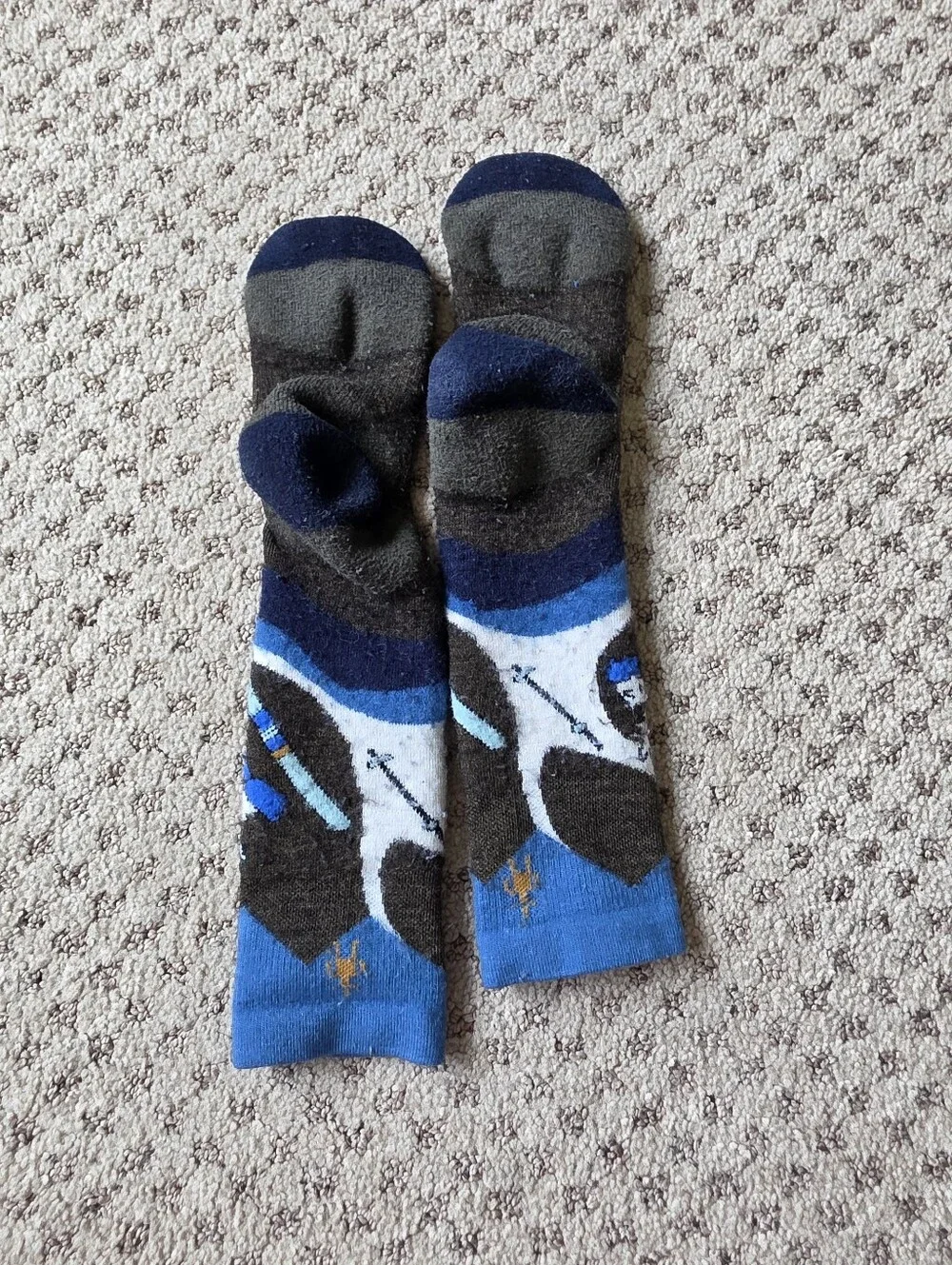 Smartwool Blue and White Yeti Washed Kids Crew Socks